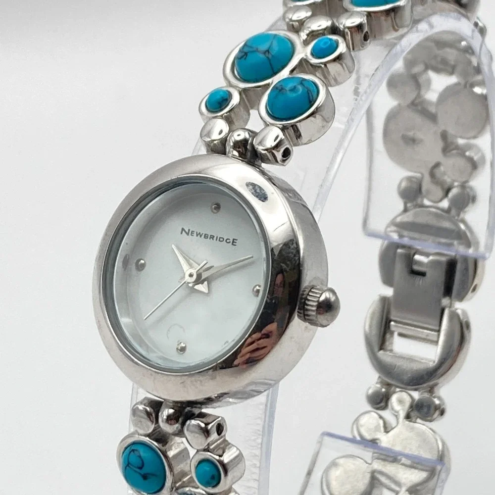 Newbridge Women's Watch 22mm Silver Tone Blue Southwest New Battery 6.75